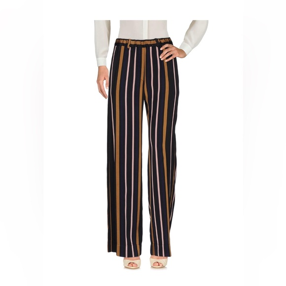 Italian palazzo trouser cotton striped Size IT 44 US 8 Made in Italy - Picture 3 of 10